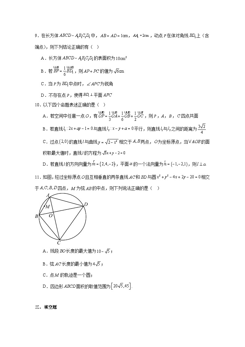 2024-2025学年四川省南充市高二上学期11月期中数学检测试题（含答案）第2页