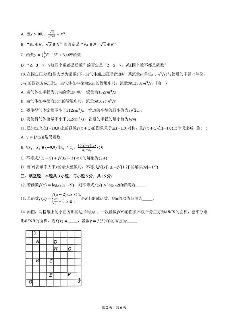 河北省2024-2025学年高一（上）12月百校联考数学试卷（含答案）第2页