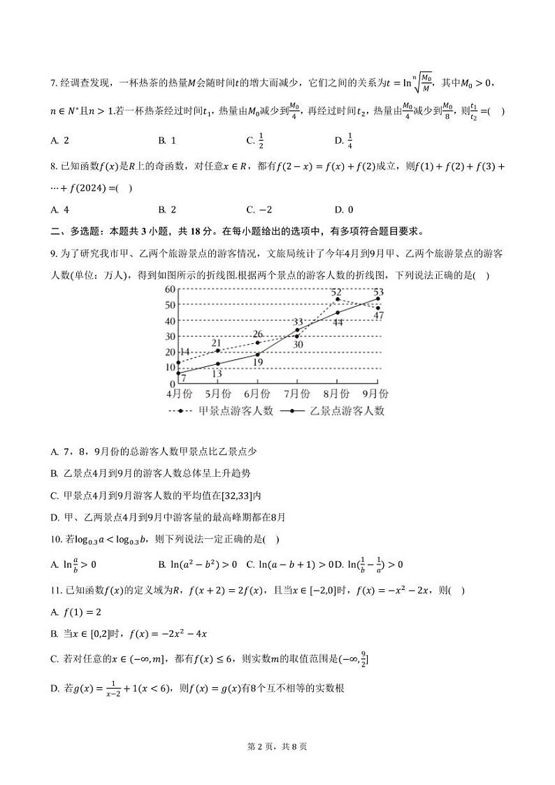 辽宁省锦州市渤海大学附中2024-2025学年高一上学期期末数学试卷（含答案）第2页