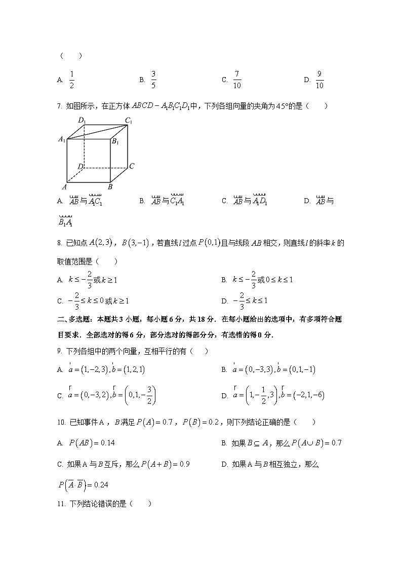 2024-2025学年山东省淄博市沂源县高二上册11月期中数学检测试题（含解析）第2页