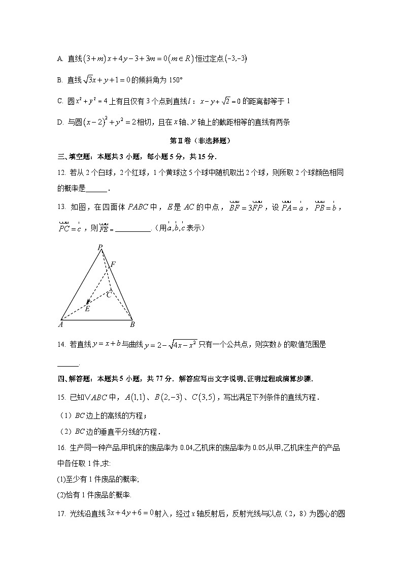 2024-2025学年山东省淄博市沂源县高二上册11月期中数学检测试题（含解析）第3页