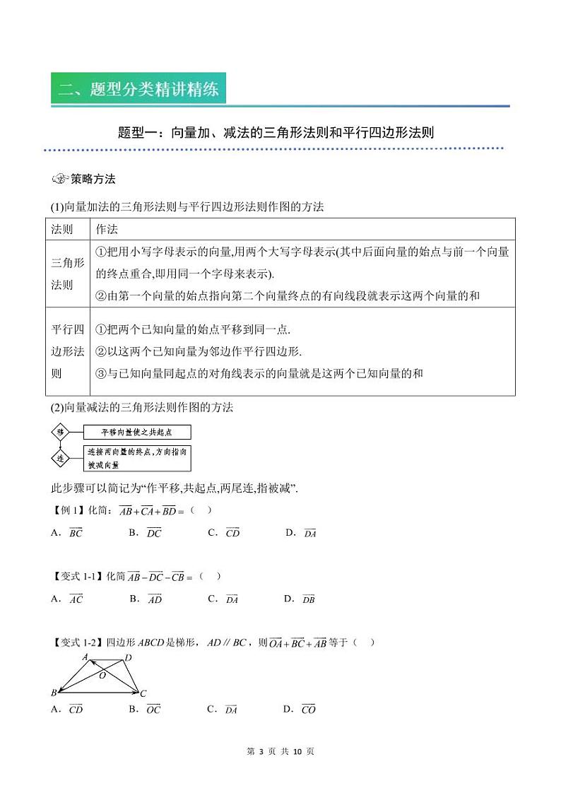 （预习）2025年高一数学寒假讲义+随堂检测 第02讲 平面向量的加法、减法运算（原卷版）第3页