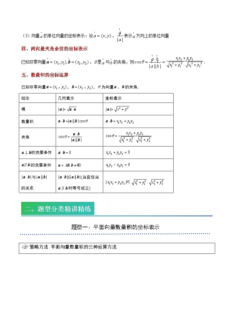 （预习）2025年高一数学寒假讲义+随堂检测 第07讲 平面向量数量积的坐标表示（教师版）第2页