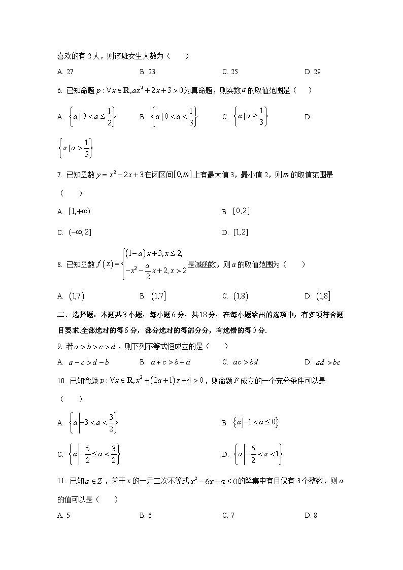 内蒙古赤峰市2024-2025学年高一上册期中数学质量检测试卷第2页