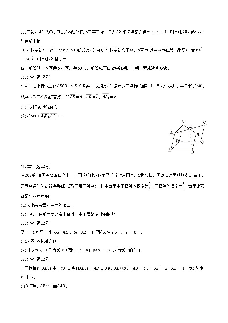 2024-2025学年广东省汕尾市部分学校高二（上）期中数学试卷（含答案）第3页