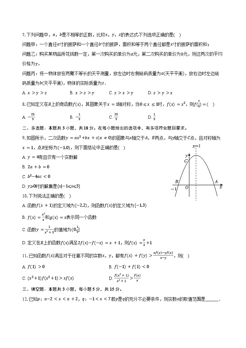 2024-2025学年吉林省长春市博硕学校高一（上）期中数学试卷（含答案）第2页