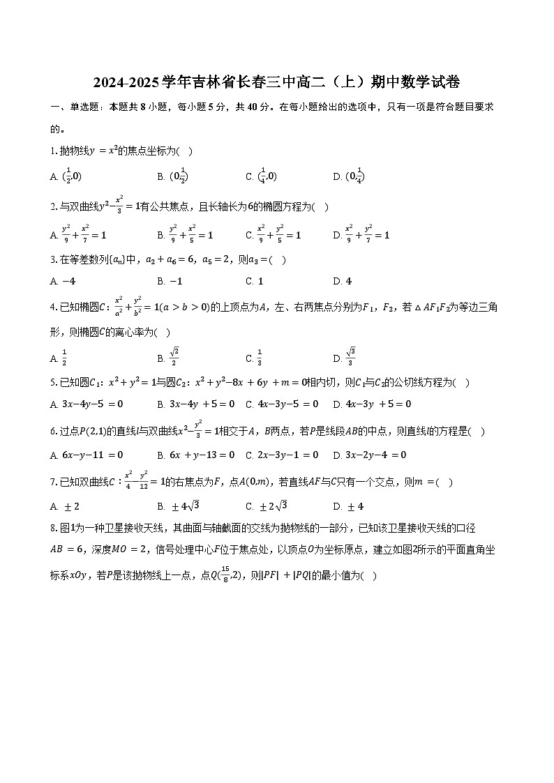 2024-2025学年吉林省长春三中高二（上）期中数学试卷（含答案）第1页