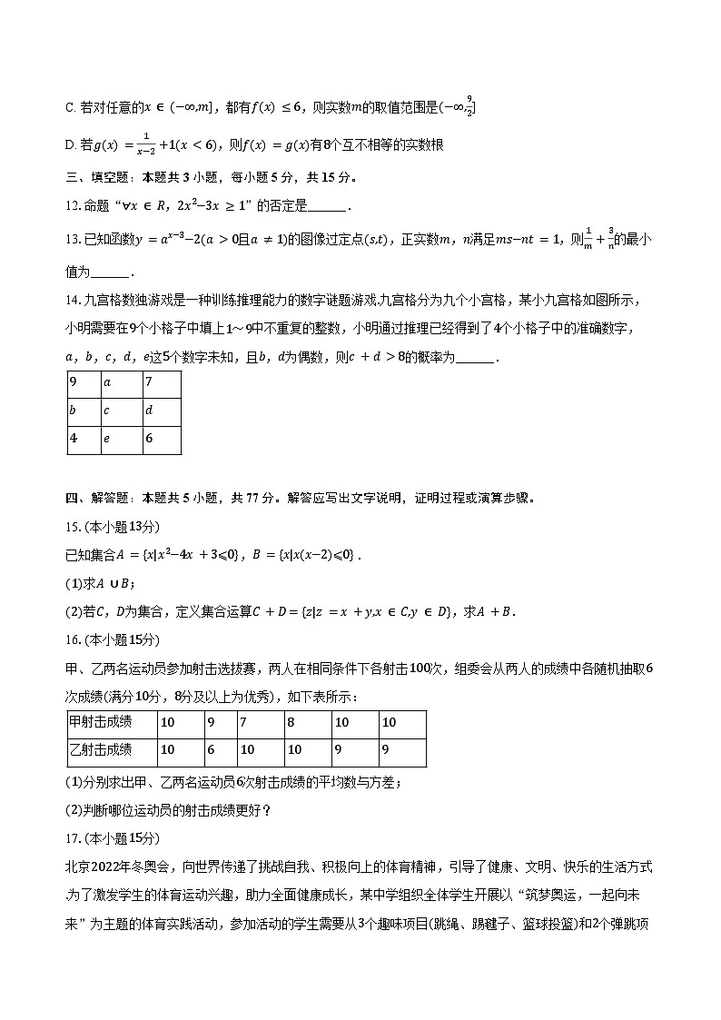 2024-2025学年辽宁省锦州市渤海大学附属高级中学高一（上）期末数学试卷（含答案）第3页