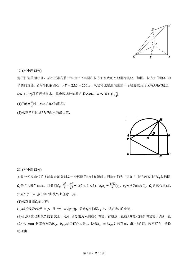 上海市松江区2025届高三上学期期末数学试卷（一模）（含答案）第3页
