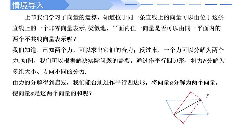 人教A版高中数学(必修第二册)同步教学课件6.3.1 平面向量基本定理第2页