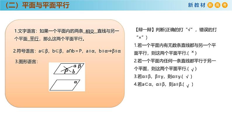 高中数学人教A版(必修第二册)教学课件8.5.3平面与平面平行第7页