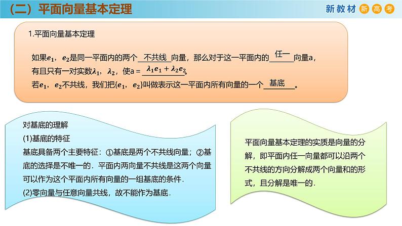 高中数学人教A版(必修第二册)教学课件6.3.1平面向量基本定理第8页