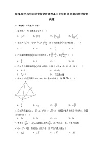 2024-2025学年河北省保定市唐县高二上册12月期末数学检测试题（含解析）