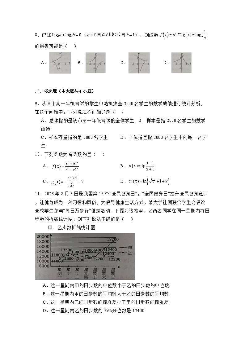 2024-2025学年江西省景德镇市高一上册1月期末数学质量检测试题（含解析）第2页