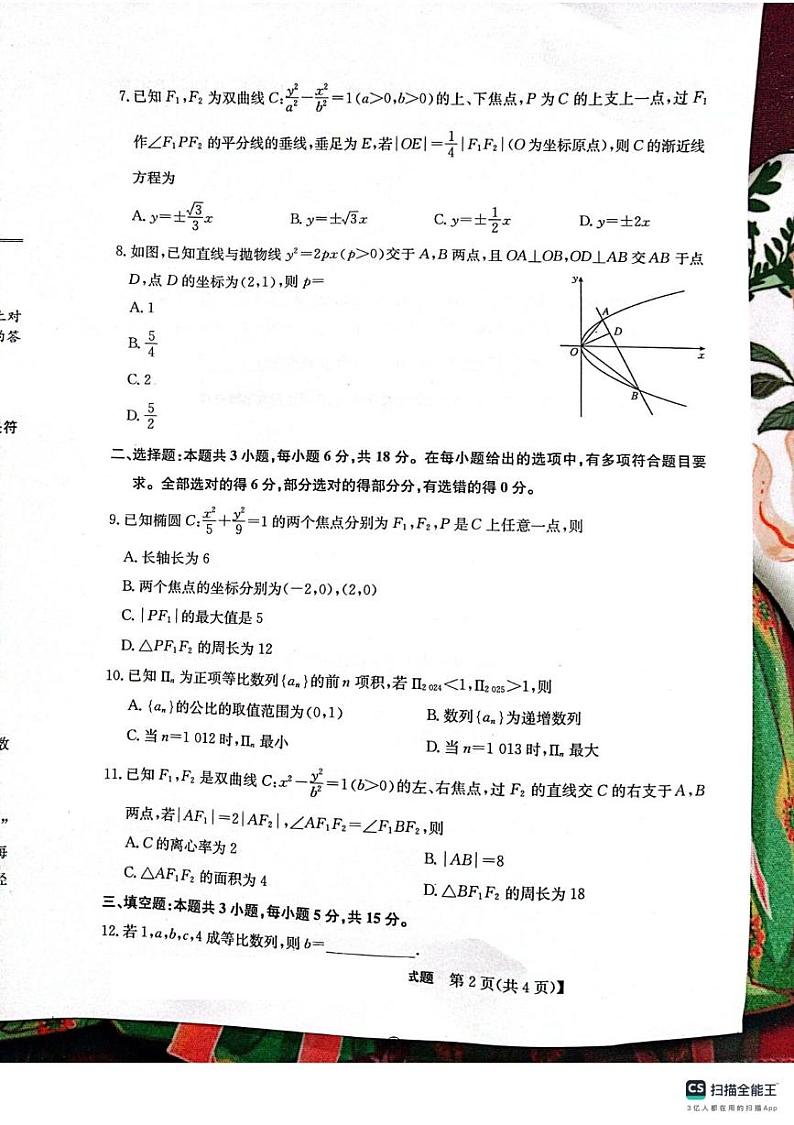 山东省菏泽市鄄城县第一中学2024-2025学年高二上学期1月月考数学试题第2页