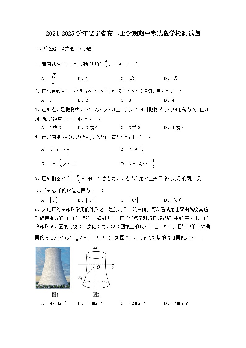 2024-2025学年辽宁省高二上学期期中考试数学检测试题（附解析）第1页