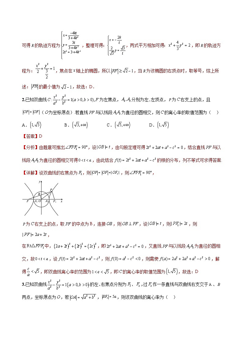 新高考数学二轮复习巩固训练 专题12《椭圆、双曲线、抛物线》小题综合练（教师版）第3页