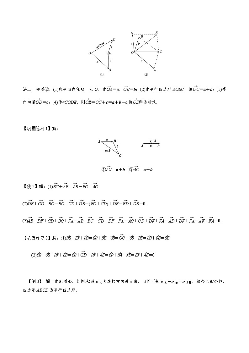 人教A版高中数学(必修第二册)导学案6.2.1向量的加法运算（解析版）第3页
