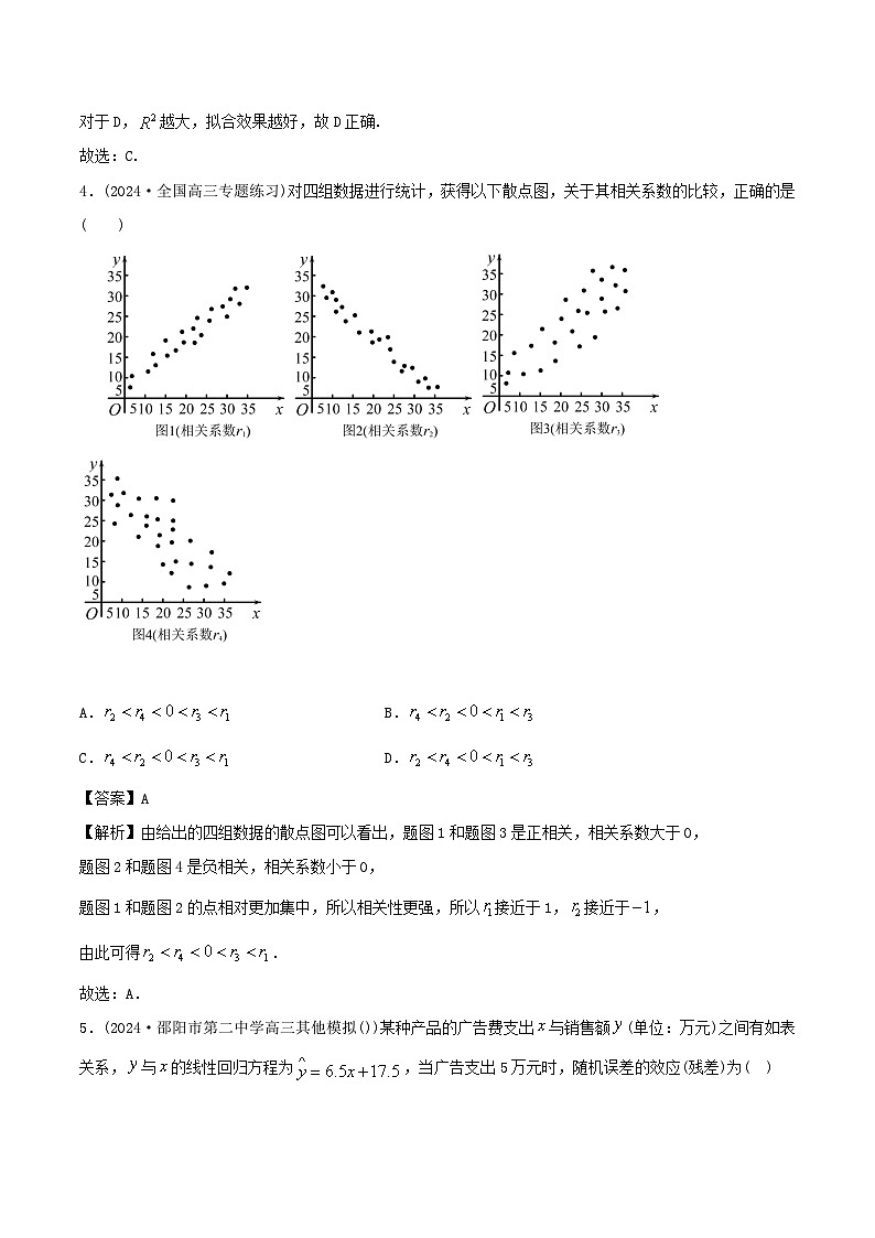 课时作业40 线性回归和独立性检验（教师版）第3页
