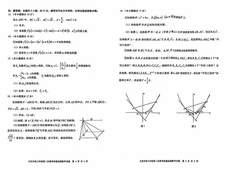 数学-黑龙江省大庆市2025届高三年级上学期期末第二次教学质量检测（大庆二模）试题第2页