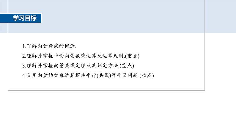 2024-2025学年第二学期高一数学人教A版必修二同步课件6.2.3　向量的数乘运算第2页