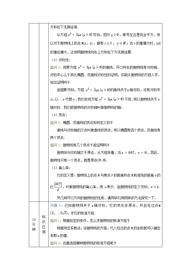 高二【数学(人教A版)】抛物线的简单几何性质-教学设计第2页