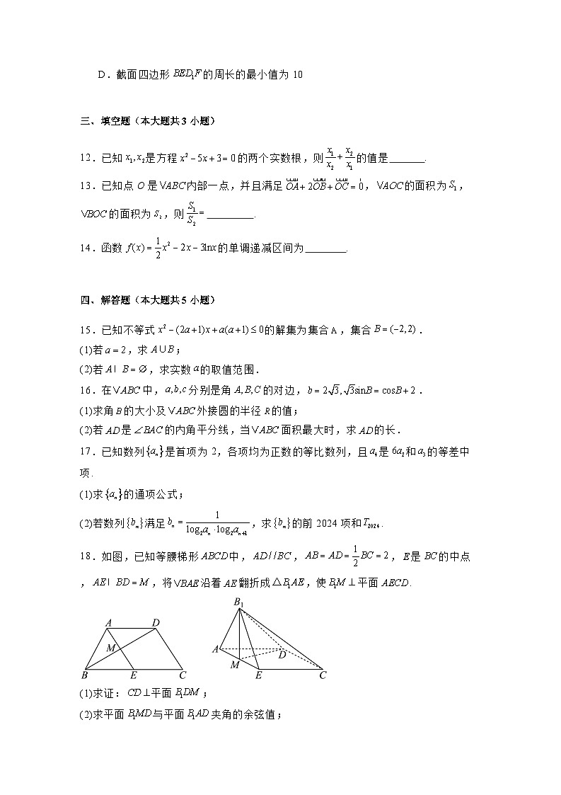 2024-2025学年河北承德市双滦区高三上学期11月月考数学检测试卷（附解析）第3页
