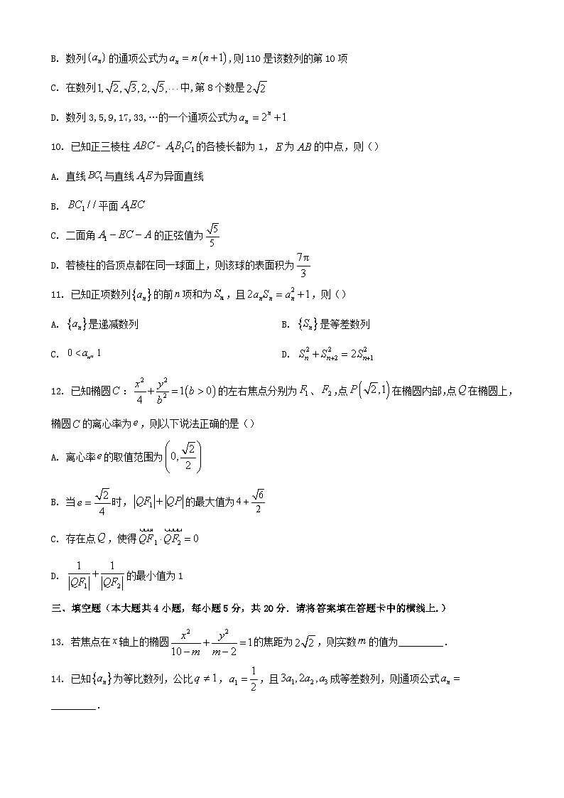 新疆维石河子市2023_2024学年高二数学上学期12月月考试题含解析第2页