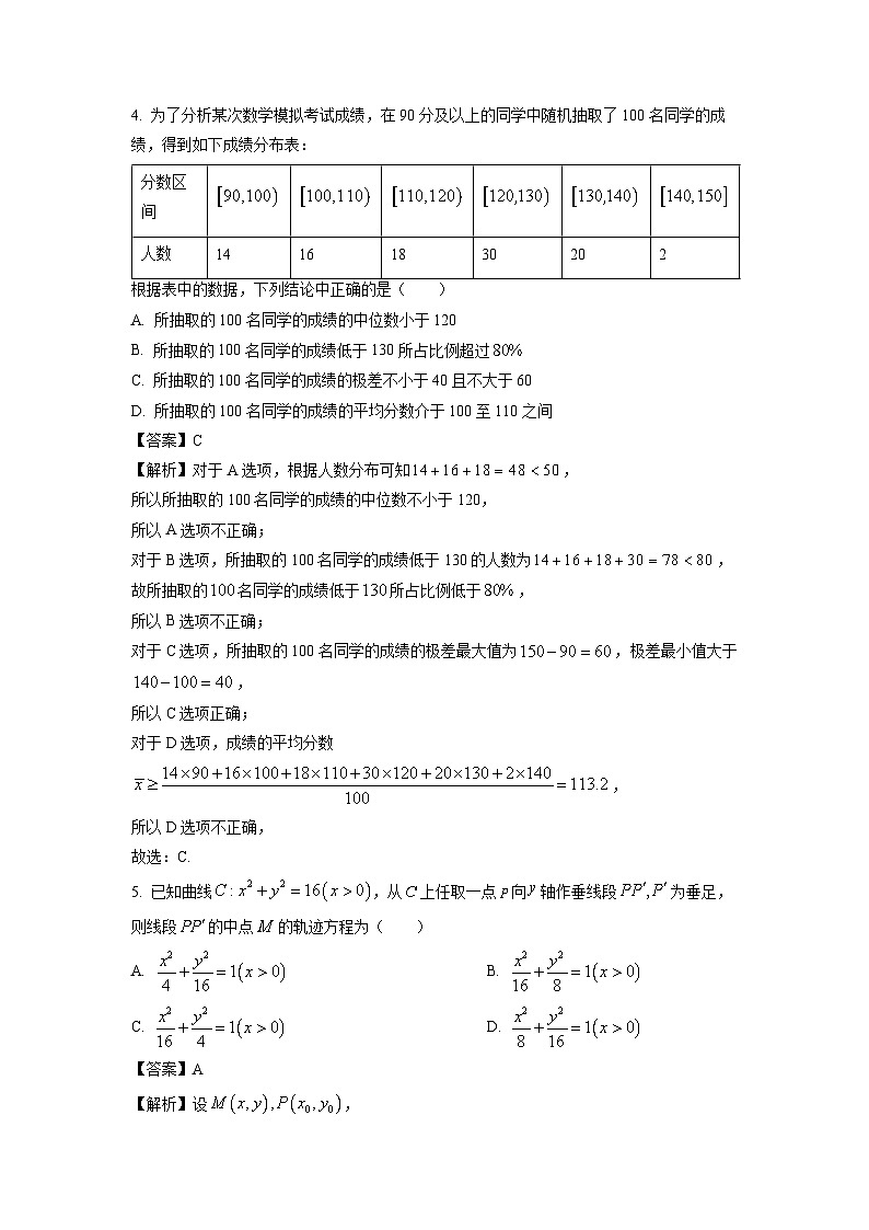 2025届河北省沧州市普通高中高三上学期12月教学质量监测数学试卷（解析版）第2页