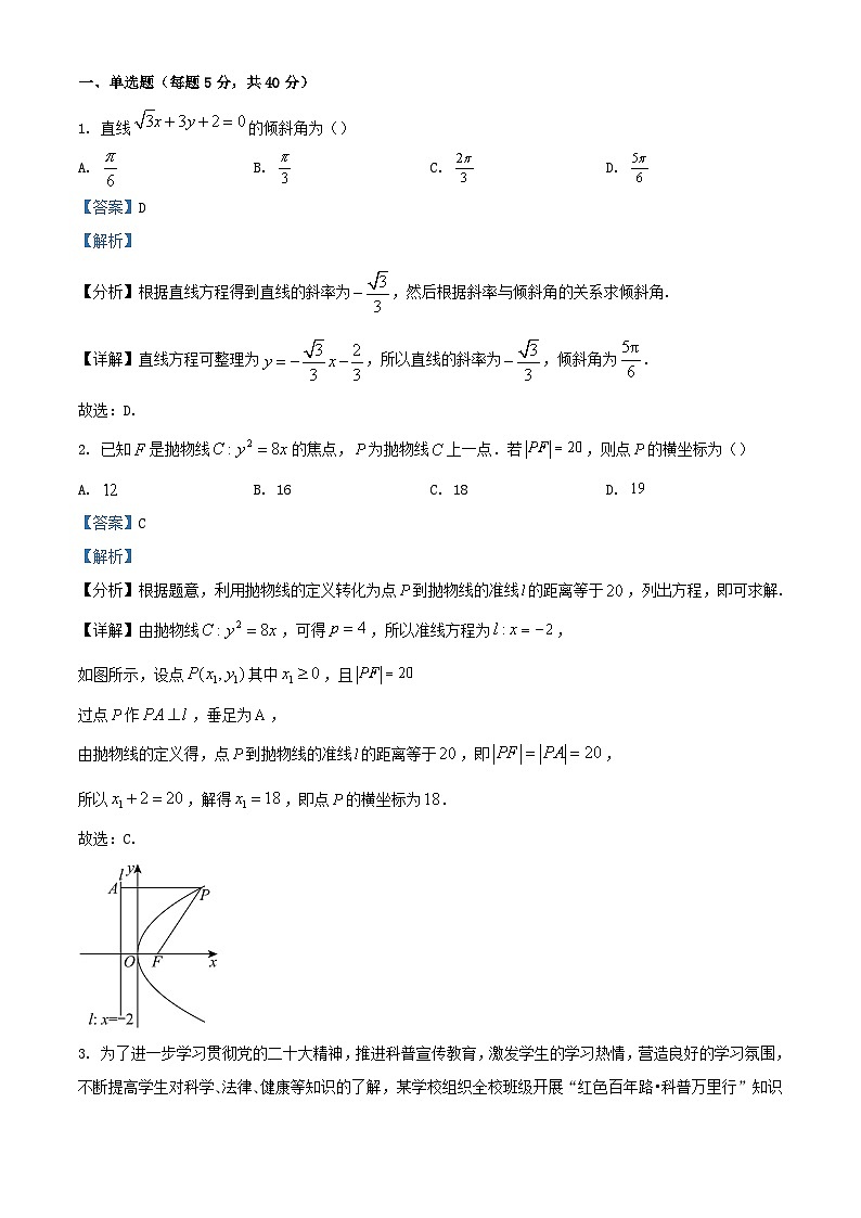 四川省绵阳市2023_2024学年高二数学上学期期末模拟试题一含解析第1页