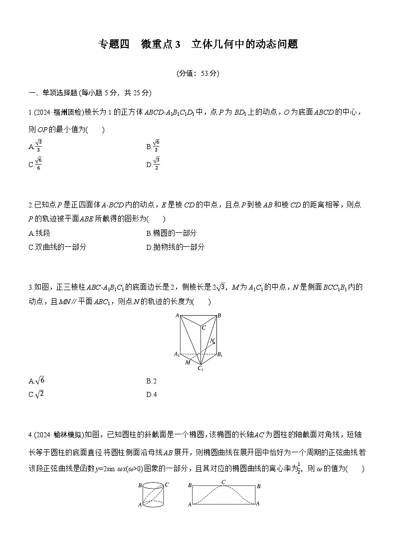 专题四　微重点3　立体几何中的动态问题 --2025年高考数学大二轮专题复习（强化练习）第1页