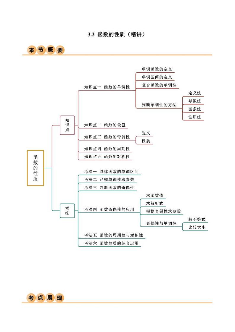 3.2 函数的性质（精讲）（教师版） 2024年高考数学一轮复习一隅三反系列（新高考）第1页