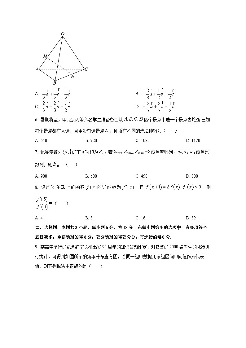 2024-2025学年江西省上饶市高三上学期10月月考数学检测试题第2页