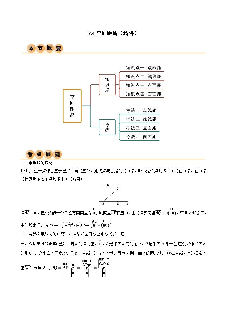 2024年数学高考一轮复习空间距离试卷第1页