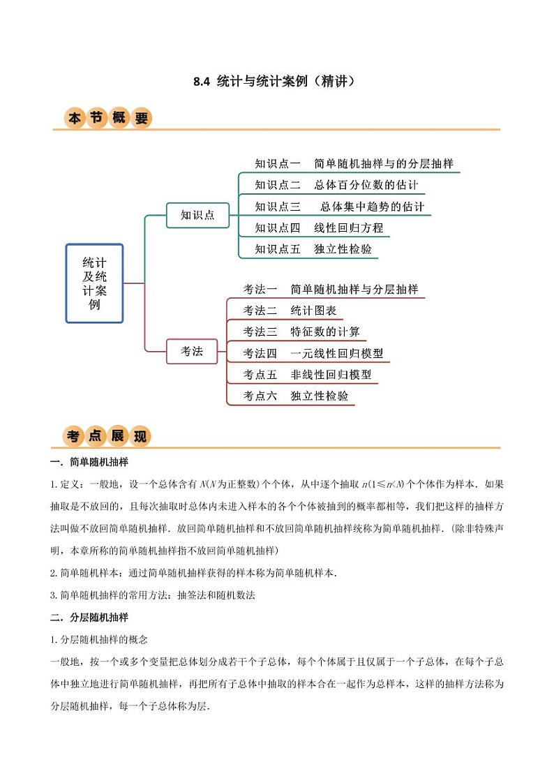 2024年数学高考一轮复习统计案例试卷第1页
