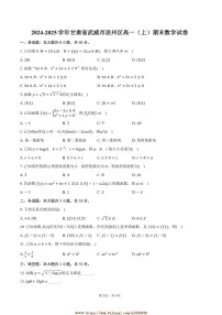 2024～2025学年甘肃省武威市凉州区高一上期末数学试卷(含答案)