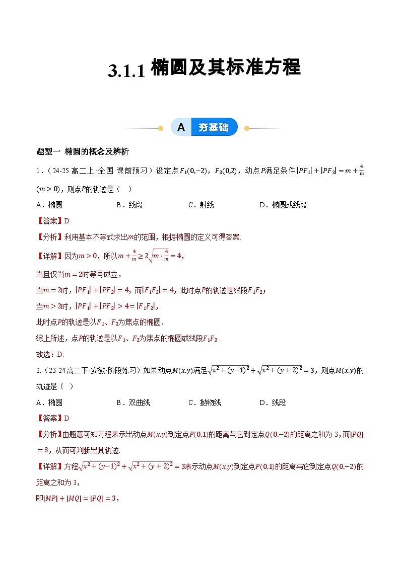 3.1 椭圆（第1课时）（提分练习）（含答案解析）第1页