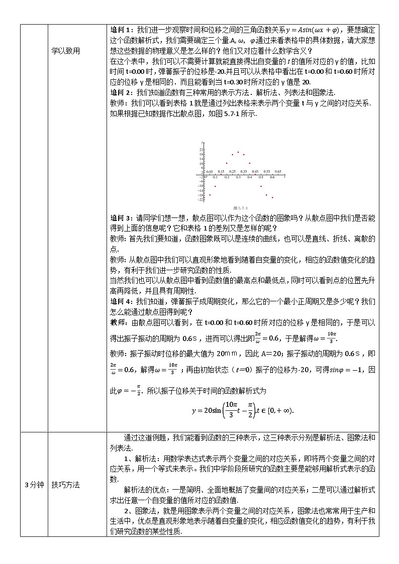 人教A版（2019）高一数学必修第一册三角函数的应用(1)-教学设计第2页