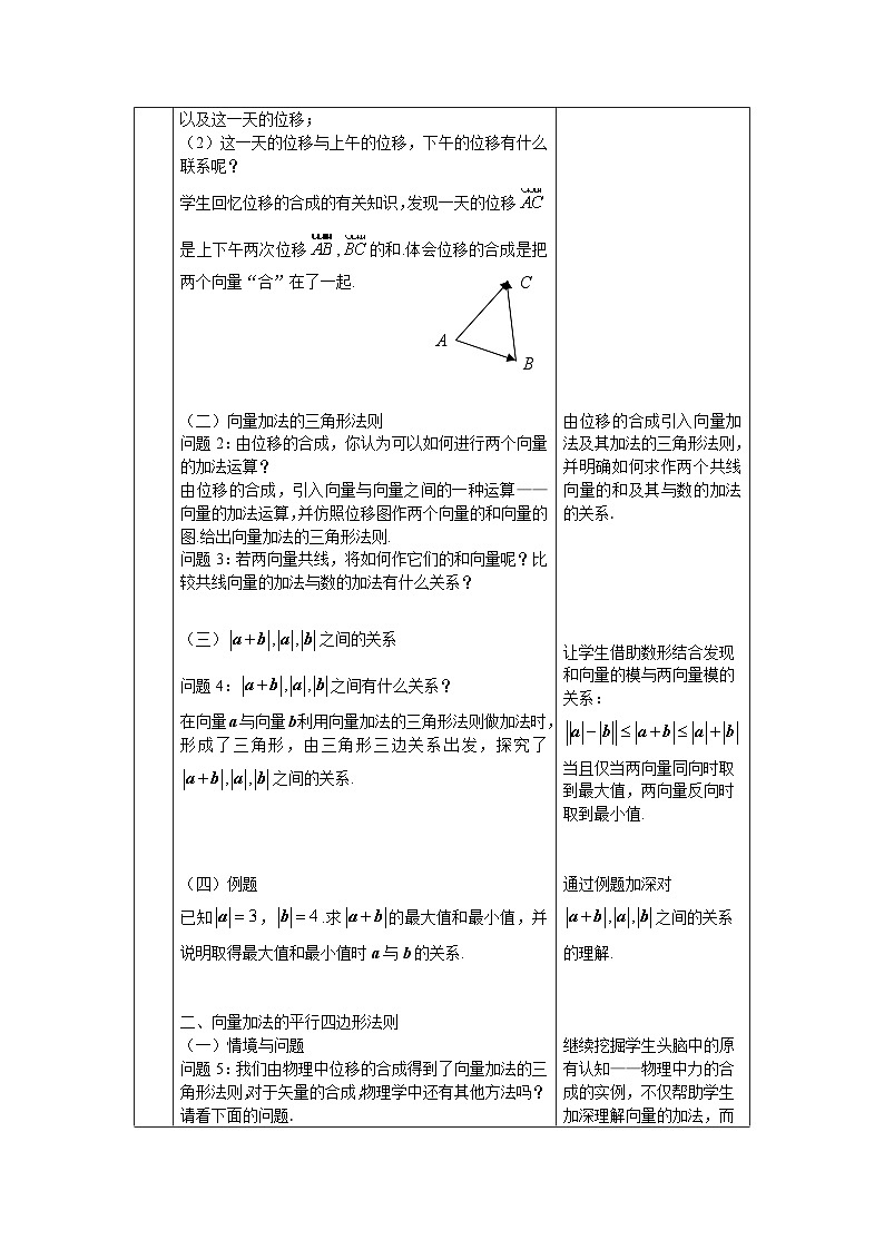 人教A版（2019）高一数学必修第二册-平面向量的加法运算-1教案第2页