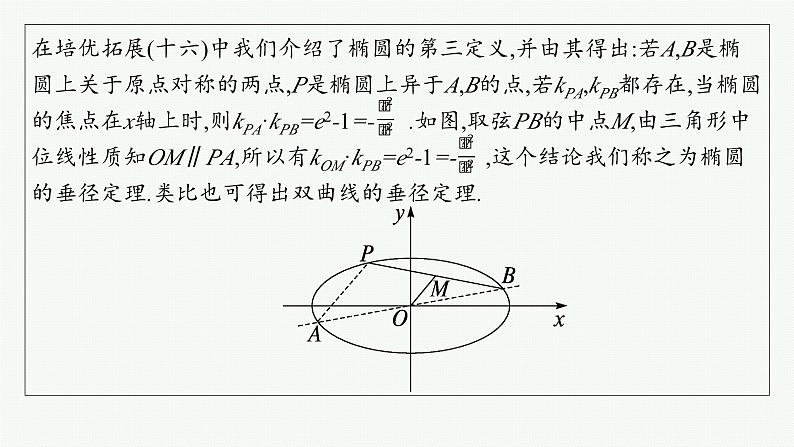 2025高考数学二轮复习-培优拓展(17)椭圆、双曲线的垂径定理【课件】第2页