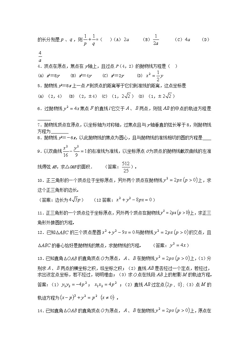 高考数学第二轮复习专项练习——抛物线（含答案）第2页