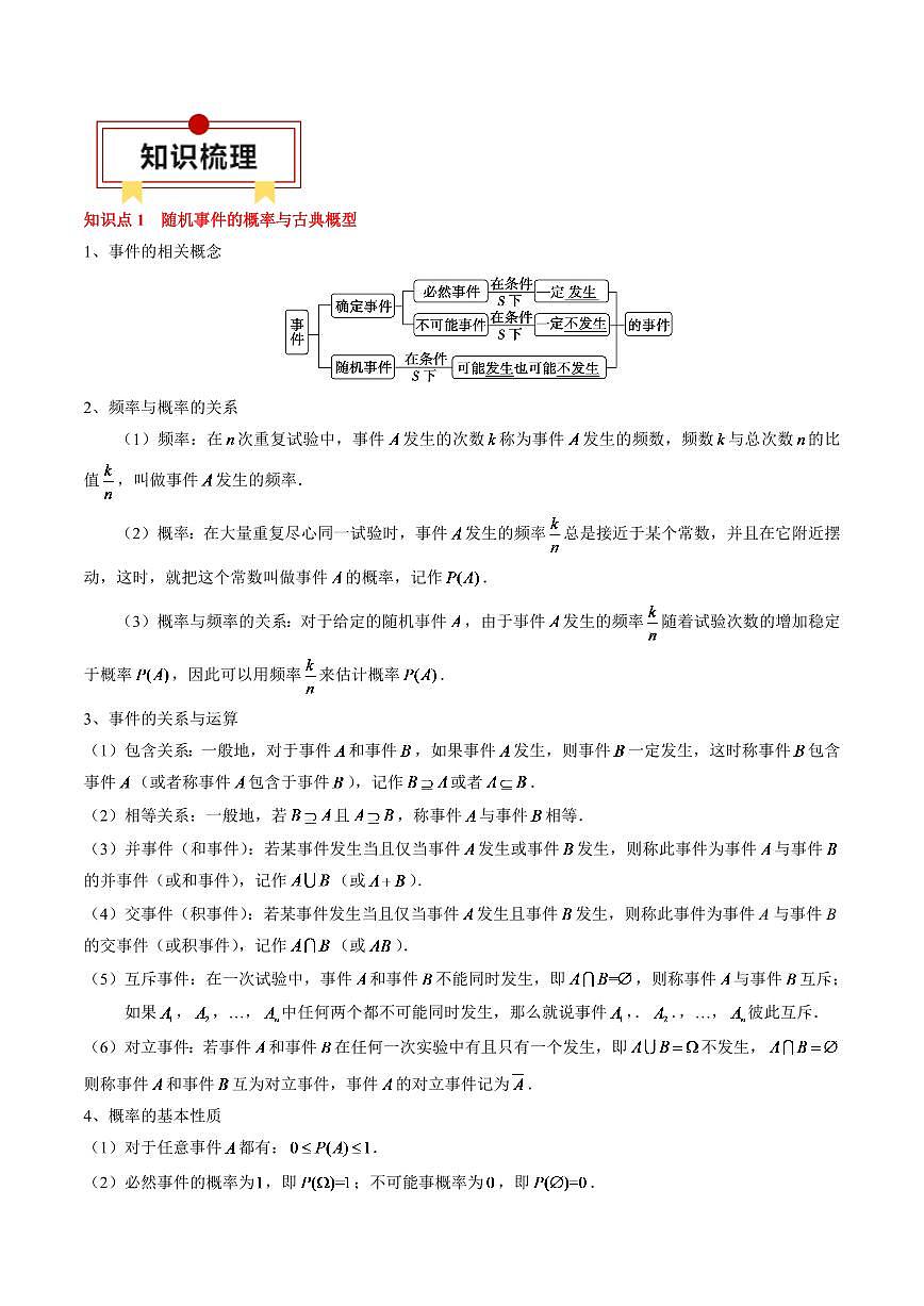 2024年高考数学一轮知识点复习—概率、随机变量与分布列（原卷版）第2页
