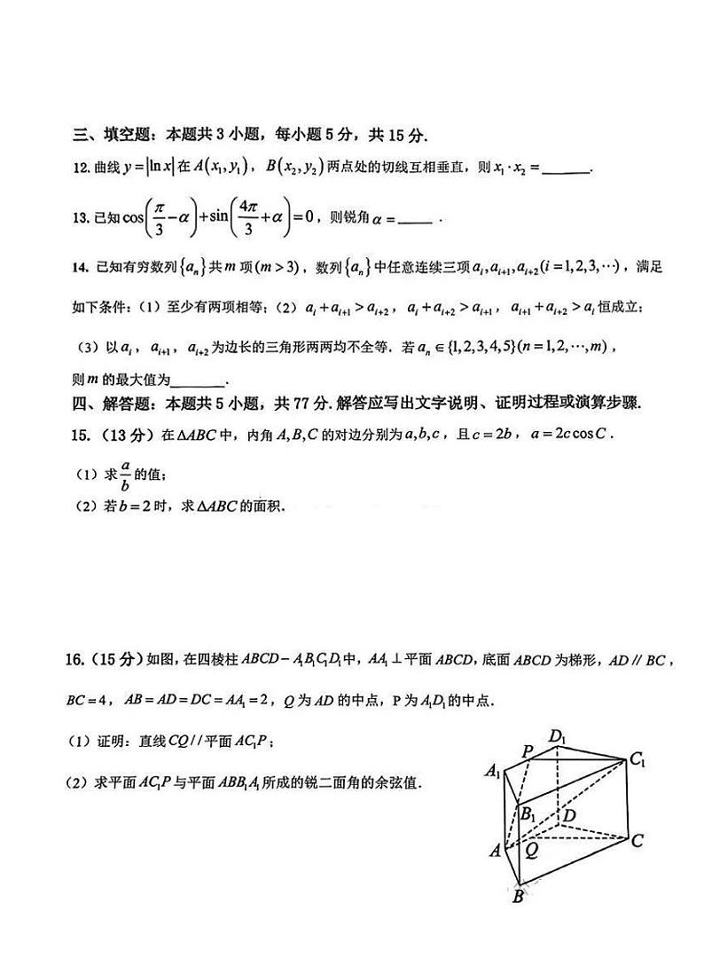 江西省新八校2025届高三高考模拟第一次联考-数学试卷+答案第3页