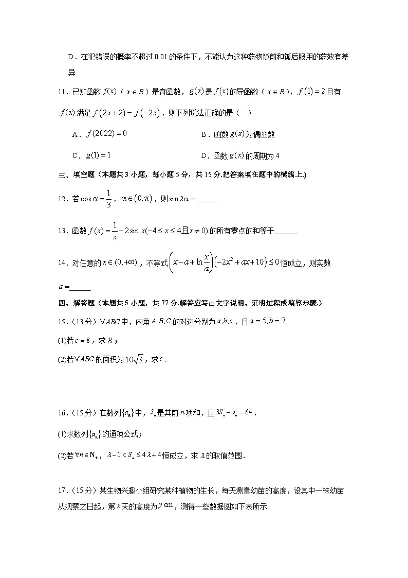 2024-2025学年四川绵阳市高三上册9月月考数学检测试题（含答案）第3页