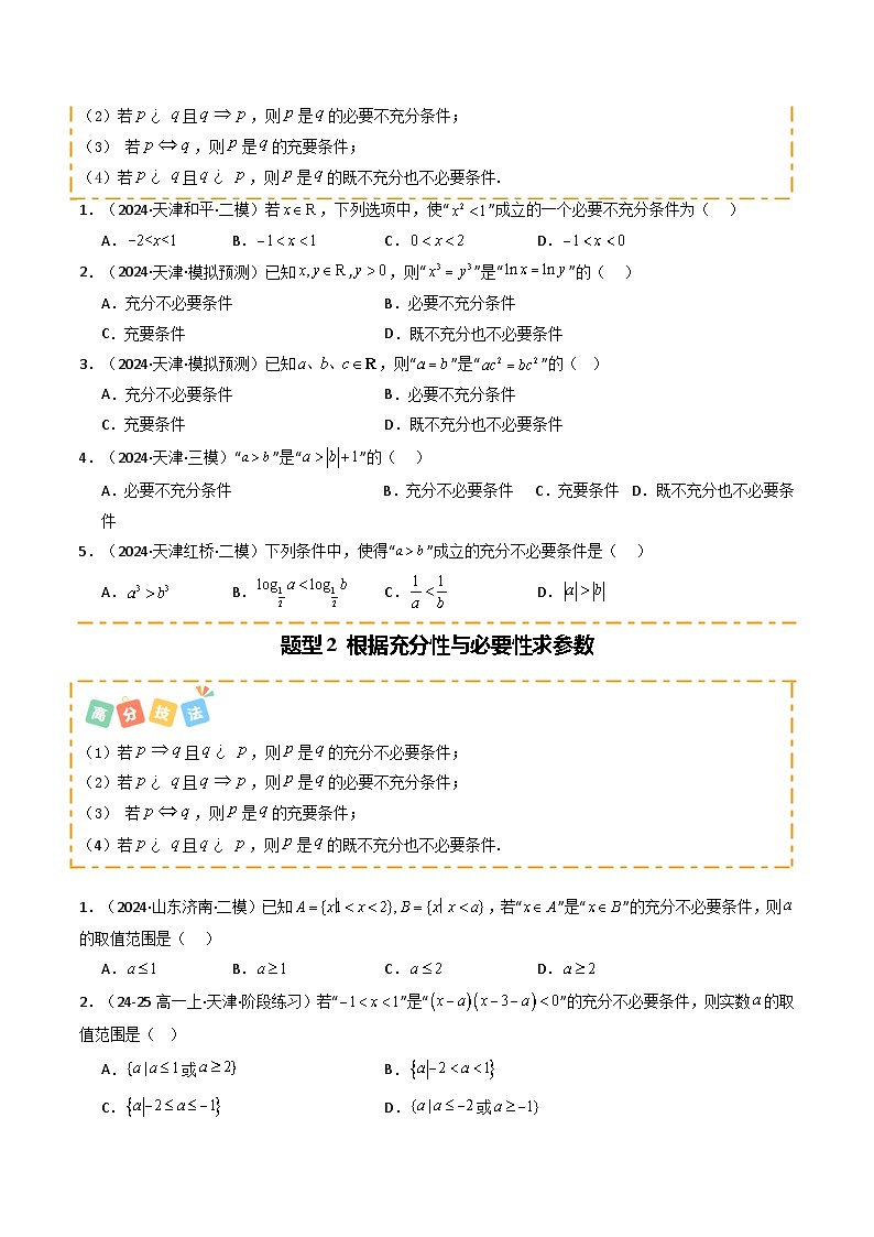 热点02 常用逻辑用语与一元二次不等式（5题型 高分技法 限时提升练）-2025年高考数学 热点 重点 难点 专练（天津专用）（原卷版）第2页