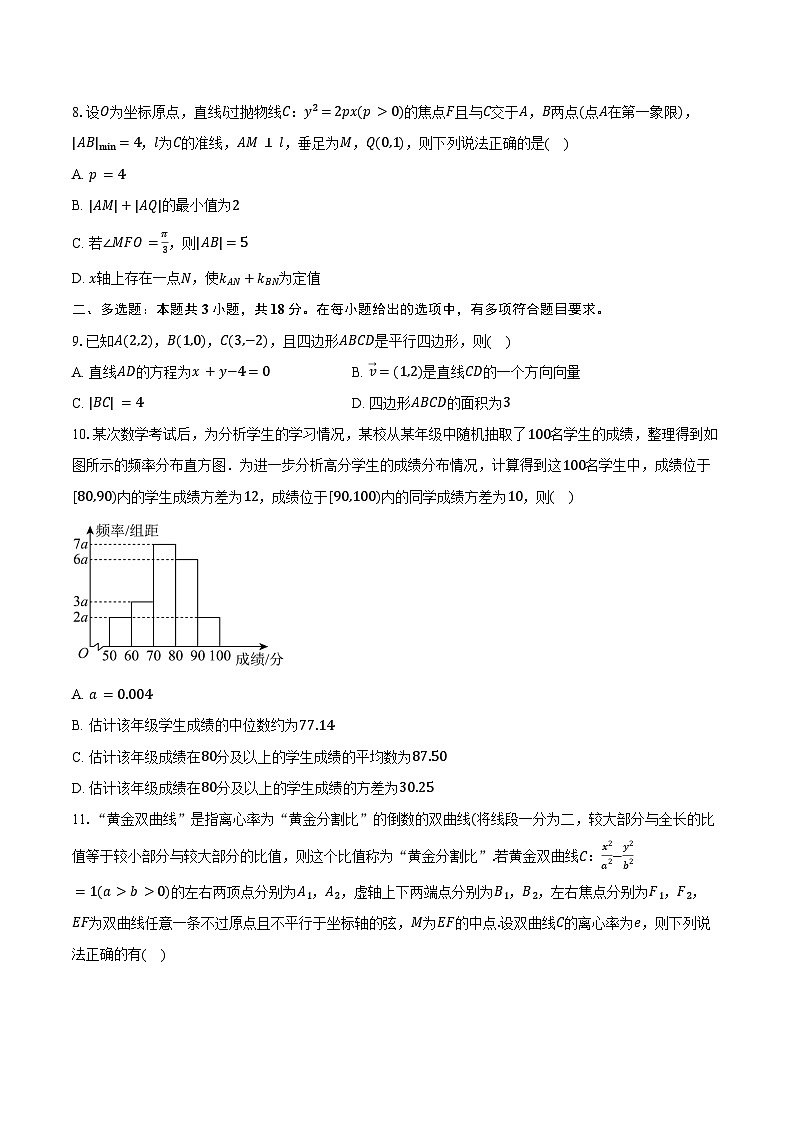 2024-2025学年山东省青岛三十九中高二（上）期中数学试卷（含答案）第2页