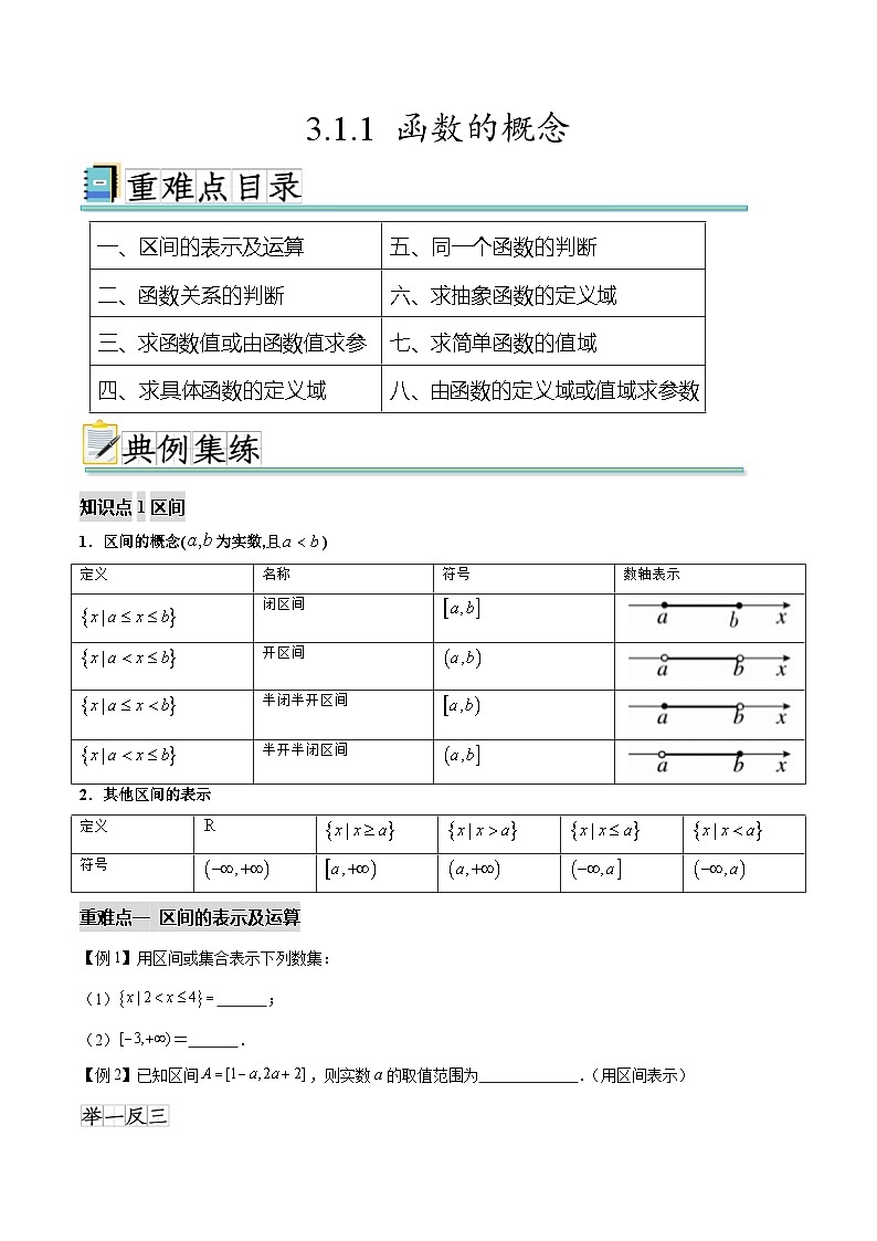 3.1.1函数的概念（八个重难点突破）（原卷版）第1页