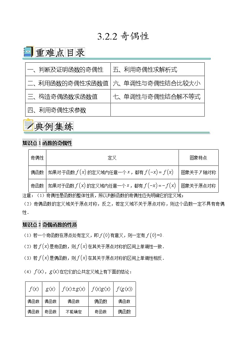3.2.2奇偶性（七个重难点突破）（原卷版）第1页