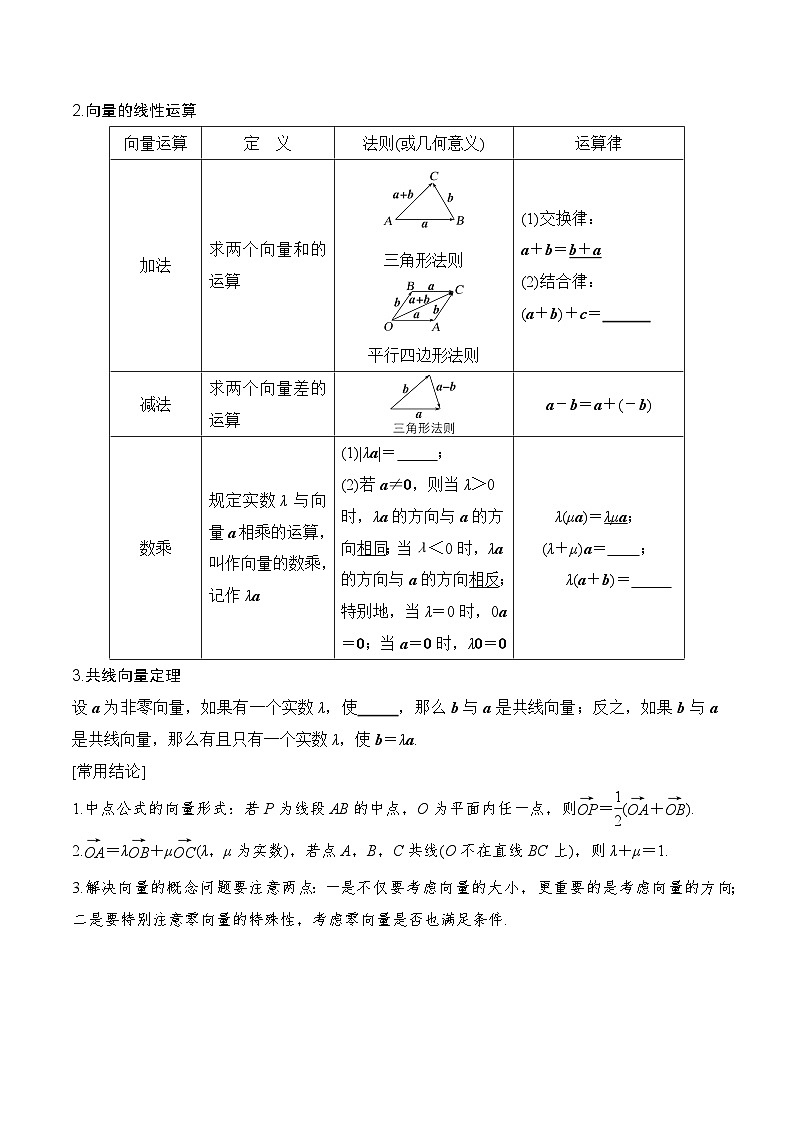 2024年高考数学一轮复习-平面向量的概念及其线性运算（原卷版）第2页