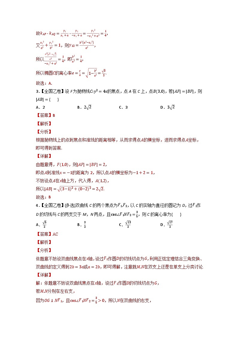 高考数学一轮复习—平面解析几何-真题和模拟题数学分专题训练(教师版含解析)第2页